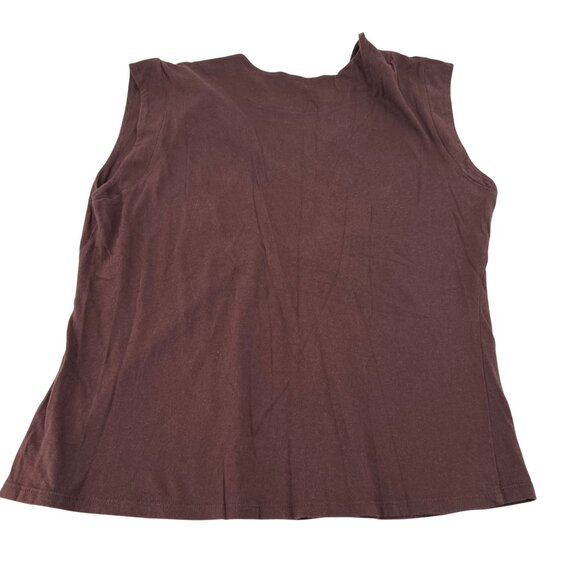 Jones Wear Jeans Brown Embroidered Floral Cotton Sleeveless Top XL Y2K - Picture 5 of 5